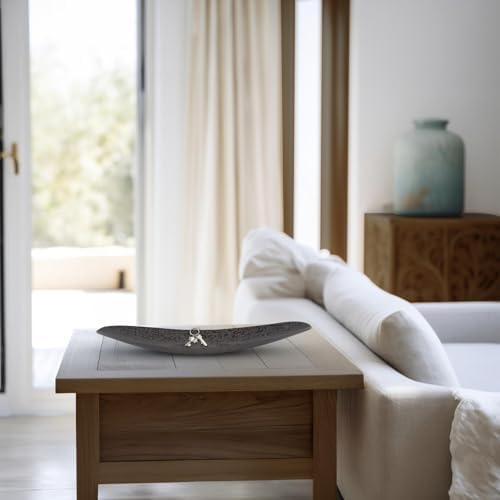 Howard Elliott Collection Decorative Tray for Home Decor, Chiseled Textured Black Iron Elongated Great Accent Centerpiece Piece, Large, 28.5 x 28.5 x 3 Inch