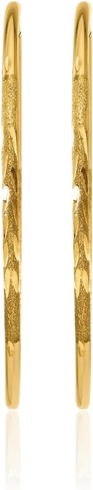 IceCarats 10K Solid Yellow Gold Large Endless Round Hoop Earrings 30mm 1.2 inch Latch Back, Endless Hoop Back, Diamond Cut, Matte For Her