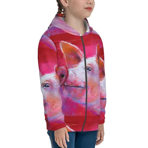 Pink Stripes Kid Hoodies Boys Zip Up Sweatshirts Girls Pullover with Pocket4