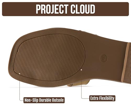Image of Project Cloud 100% Genuine Leather Sandals for Women 2026 - Fashion Flat Womens Sandals with Memory Foam Insole Slides Sandals Women Footwear - Mules Women's Sandals (Jannel)