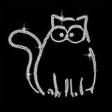 BEUNITONE Cat Rhinestone Iron on Transfers Kitten Bling Heat Transfer Decal Patch 11.7x8.3 Crystal Animal T Shirt Transfer Decal DIY Patch Clothing Repair Applique Canvas Shoes T-Shirt Decor