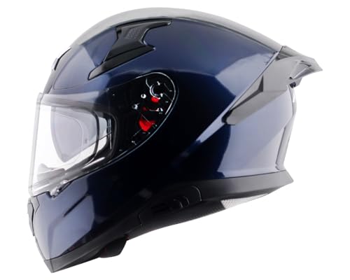 Apex Solid ISI ECE DOT Certified Full Face Dual Visor Helmet for Men and Women with Pinlock Fitted Outer Clear Visor and Inner Smoke Sun Visor Deep Bl