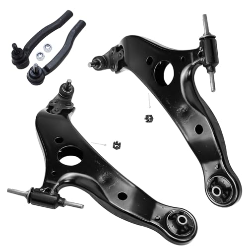 Image of Detroit Axle - 4pc Front End Control Arms Kit for Toyota Sienna 2004-2010, 2 Lower Control Arms w /Ball Joints 2 Outer Tie Rod Links 2005 2006 2007 2008 2009 Replacement
