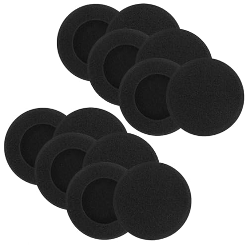 Almohadillas para orejas de espuma suave 50mm - Juego de 12 cubiertas de esponja de reemplazo para auriculares y teléfonos de oficina estándar, color negro miniatura 1