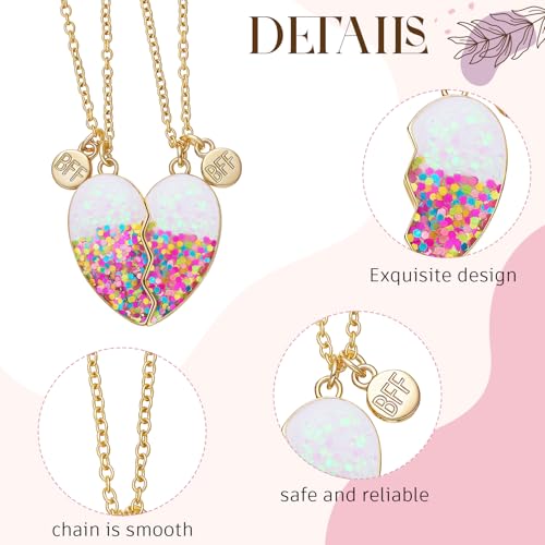 2 Pieces Half Heart Bff Necklace Friendship Necklace for Women Men Friends Birthday Gifts3