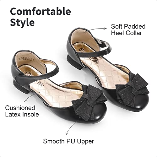 DREAM PAIRS Flower Girls Dress Shoes Bow Low Heels,Black,13 Little Kid - image 2