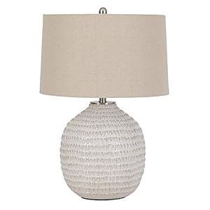 Signature Design by Ashley Jamon Contemporary 26″ Round Textured Ceramic Table Lamp, Beige
