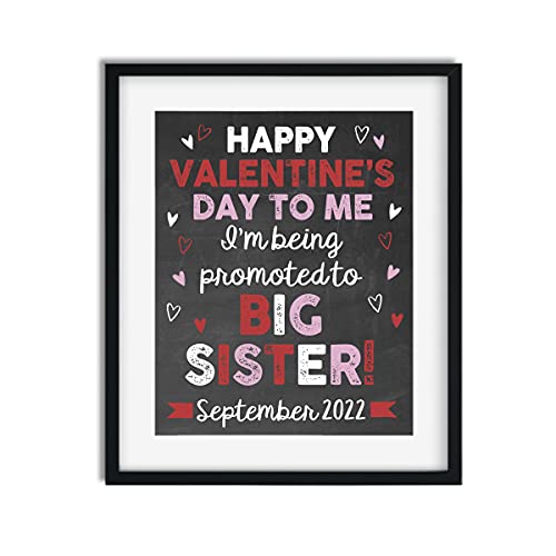 Valentine's Day Big Sister Pregnancy Announcement Paper Art Print | Pregnancy Announcement Sign | Baby Announcement Photo Prop | Big Sister Sign | New Baby Sign | Valentine's Sibling Announcement