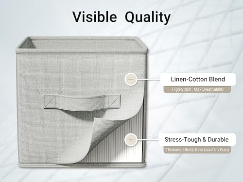 Image of LayerSpace 4 Pack Foldable Fabric Closet Storage Bins, 11Inch Organizer Cubes with Handles, Linen Storage Boxes for Clothes, Toys, Books and Home Organization,Gray