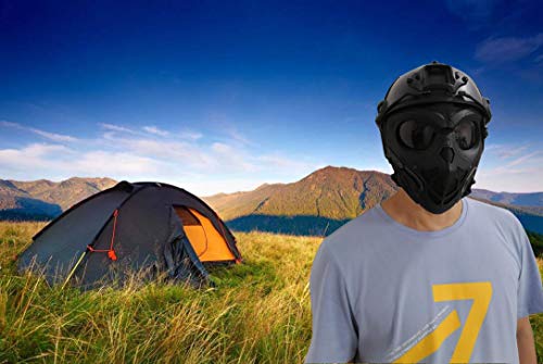 Jffcestore Tactical Protective Airsoft Mask Full Face Mask Dual Mode Wearing Design Adjustable Strap For Halloween Airsoft Paintball Cosplay Costume Party Hockey Game Movie Props (Bk Mask/Helmet) #TOP1