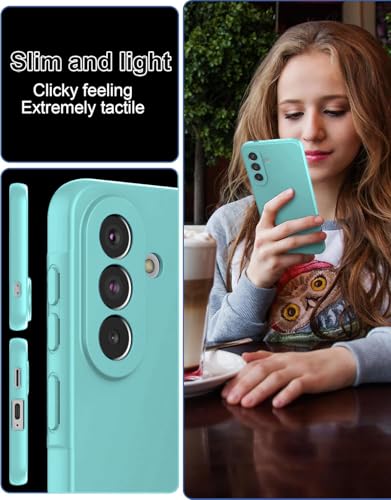 Image of DIZORO Microfiber Candy Case for Samsung A57 5G Smooth Touch Cushion Liquid Soft Silicone Gel Rubber Phone Cases Non-Slip Full Body Protective Shockproof Back Cover -Mint