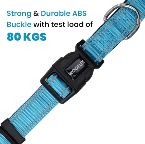 Image of WOOFLIX Reflective Dog Leash And Collar Combo Set | Dog Collar & Anti Slip Padded Handle Leash For Dogs | Highly Reflective | Dog Rope For Medium & Large Dogs | (Leash 5 Feet. + Collar Xl, Blue)