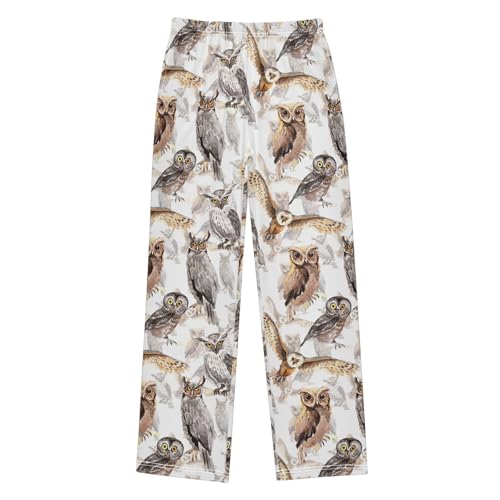 Owls Boys Long Pants Soft Trousers Elastic Waist Kids Lounge Bottoms with Pockets S-XL