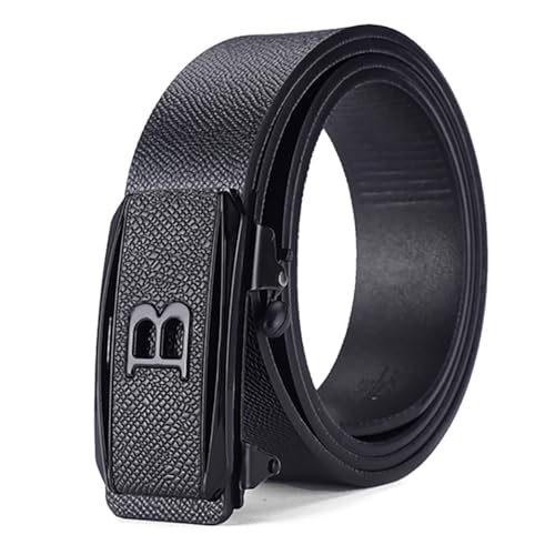 Men's Real Cowhide Leather Belt - Auto Buckle Business Casual Dress Belt for Office & Formal （W 1.25