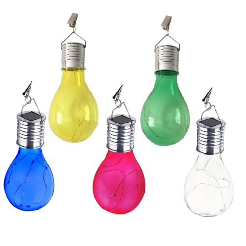 DOITOOL Lot de 5 Ampoules Led Solaires pour Jardin Éclairage D'extérieur Rotatif à Suspendre pour Patio Cour Jardin Camping