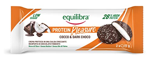 Equilibra Alimenti Proteici, Protein Pleasure Cocco & Dark Choco, Pistacchio & Dark Choco, Cialda con Crema Proteica Ricoperta di Cioccolato, Low Sugar, High Protein, No Glutine, 12 Confezioni da 34 g - Immagine 4