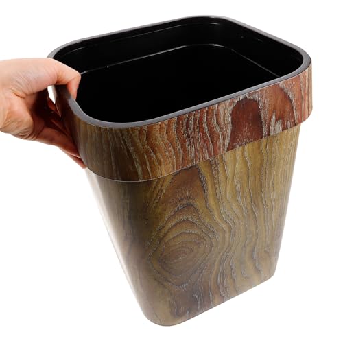 Poubelle imitation bois marron 14L Vaguelly parfaite pour salon et toilettes cosy - 3