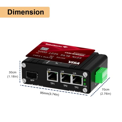 Image of Mini Throncom 4 Ports Gigabit Industrial Fiber Ethernet Solar Switch Hardened 10 /100 /1000Mbps with 100 /1000M Adaptive SFP Slot Din Rail /Wall Mount Solar Power /VoIP /RV Truck 12-48VDC LNK-IMC103G-SFP