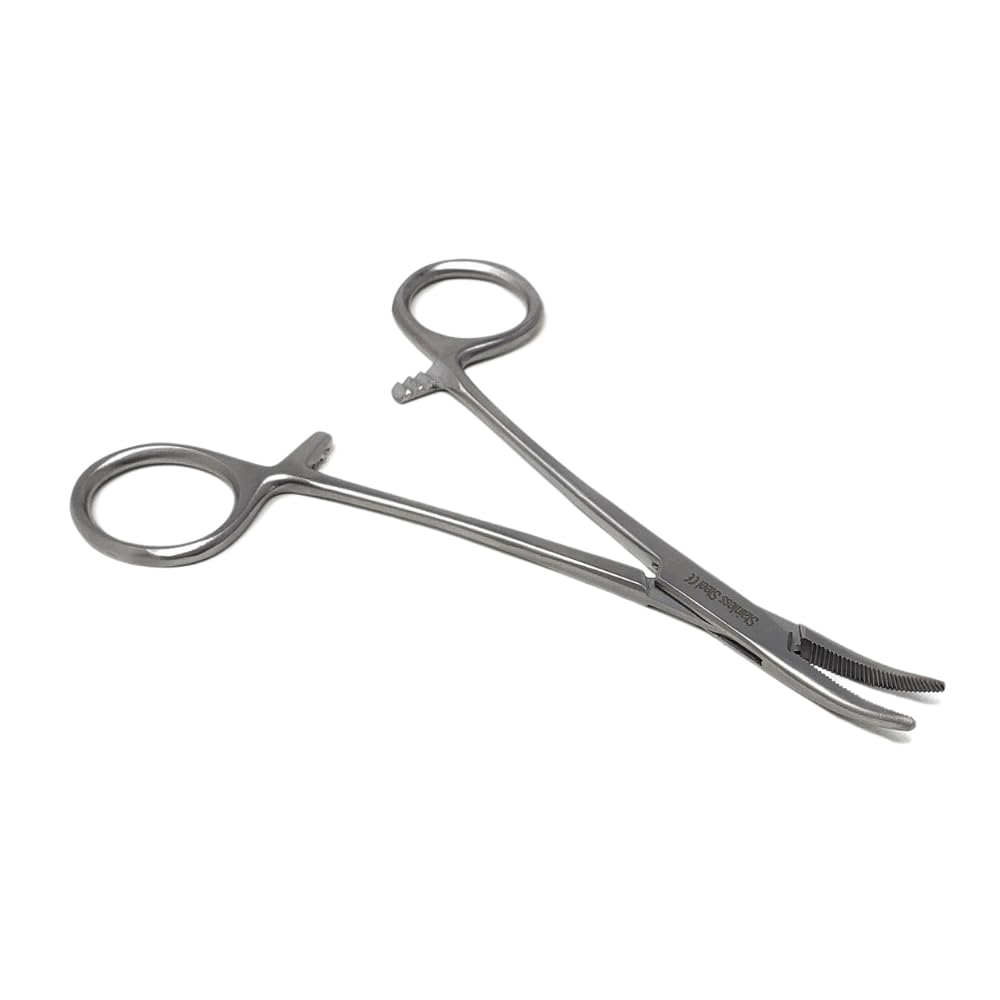 HTI DOG CAT PET HAIR PULLER REMOVER STAINLESS STEEL HEMOSTAT LOCKING FORCEPS 5" CURVED FULL SERRATED BRAND
