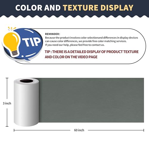 Image of Leather Repair Tape 3X60 inch Patch Leather Adhesive for Sofas, Car Seats, Handbags, Jackets,First Aid Patch (Gray)