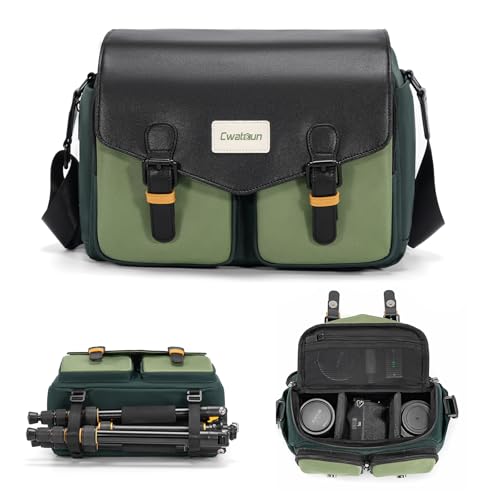 Cwatcun Camera Bag, Waterproof Flap Camera Crossbody Shoulder Messenger Case