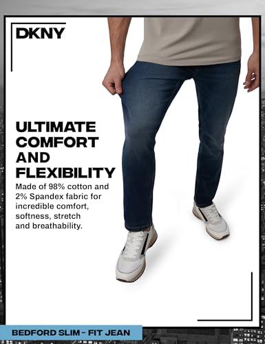 DKNY Men's Bedford Slim Fit Jeans for Men - Slim Fit Mens Stretch Denim Jeans for Men | Tapered Denim Pants3