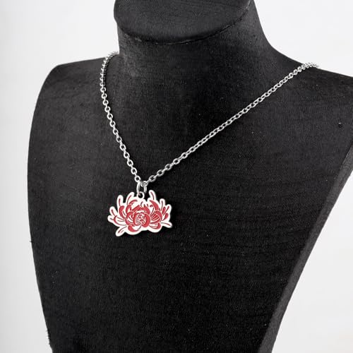 Image of WUSUANED Red Flowering Necklace Herb Jewelry Re d Spider Lily Gift Flower Lover Gift