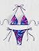 Tainehs Women's Sexy Halter Thong Bikini Tie Two Sides Bottom Triangle Bikini Swimsuits Pink Flower