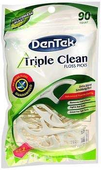 DenTek Triple Clean Floss Picks Fresh Mint - 90 ct, Pack of 6