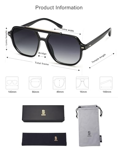 SOJOS Retro Fashionable Aviator Polarized Sun shades Males Girls Classic 70s Sq. Trendy Body Solar Glasses SJ2283 - Image 6