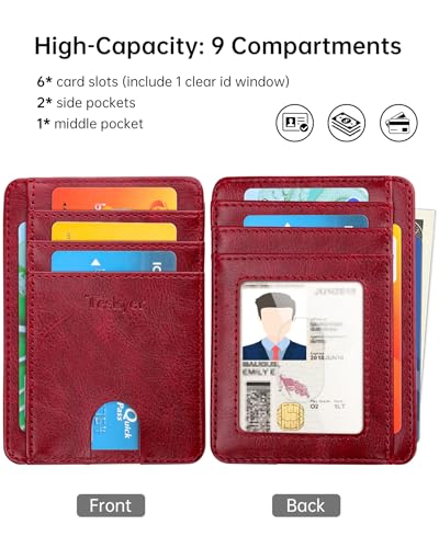 Image of Teskyer Slim Minimalist Wallet for Men, RFID Front Pocket Card Holder | Ultra Slim Front Pocket Design, 8 Card Slots, RFID Protection, Smooth Faux Leather for Everyday Carry