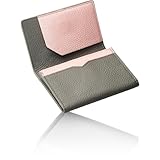 [NEESE] 【開けるたびにときめく名刺入れ】名刺入れ レディース 本革 バイカラー 30枚大容量 名刺ケース 【 日本ブランド保証付 】 (f. グレー×ピンク)