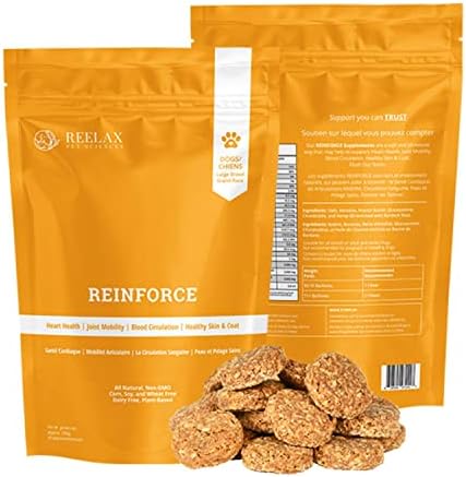 REINFORCE Pet Supplement, for DOGS/CANINES – Chews (Large Breed) 200g | Calming Hemp Supplement | Hip Dysplasia | Heart Health | Joint Mobility | Blood Circulation | Healthy Skin and Coat | Cartilage Repair | Depression | Separation Anxiety ~ Burdock Root ~ OMEGA-3 ~ OMEGA-6 ~ Vitamin Rich | Plant-Based | Preservative Free