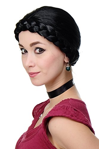 WIG ME UP - Perruque Carnaval natte tressée sorabe Pologne Ukraine Noire RJ010-P103