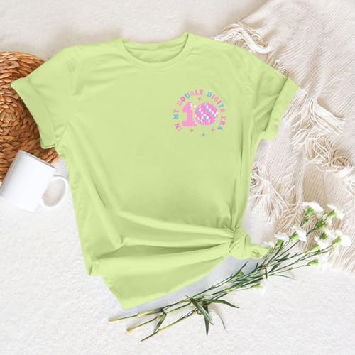 Image of Pairxily in My Double Digits Era Shirt for Girls 10th Cute 10 Year Old Girl Happy Birthday Shirts Gifts Short Sleeve Tops