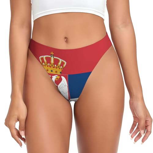 WBQLSL Flag of Serbia - Tanga para mujer, lencería sexy, bragas de bikini, Negro, 3XL