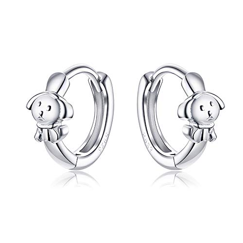 Cute Dog Small Hoop Earrings For Women Girls Teens 925 Sterling Silver Sensitive Ear Puppy Cartilage Sleeper Hoops Helix Stud Clip For Pet Lover Animal Jewelry Birthday Christmas Gifts For Daughter #TOP14