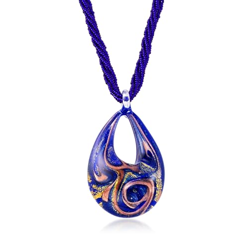 Ross-Simons Italian Murano Pendant Necklace in 18kt Gold Over Sterling