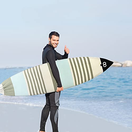 Woowave Surfboard Sock Cover Anti-Uv Board Bag Quick Dry Anti-Collision Protective Bag For Outdoor Travel, Suitable For All Types Of Boards (Size 6'6, Green, Shortboard) #TOP7