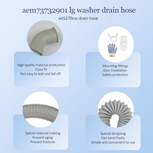Image of AEM73732901 Washer Drain Hose for LG Kenmore Top Load Washers | MEJ62685201 AEM74053001 AEM73653001 5215EA1001A AEM74073301 OEM replacement 2-Year Warranty