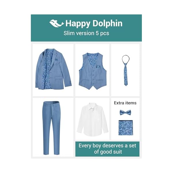 Happy Dolphin Boys Suit Set Modern Fit Kids Suits Adjustable Waist Boys Wedding Outfit for Boy Communion Suits for Boys - Image 8