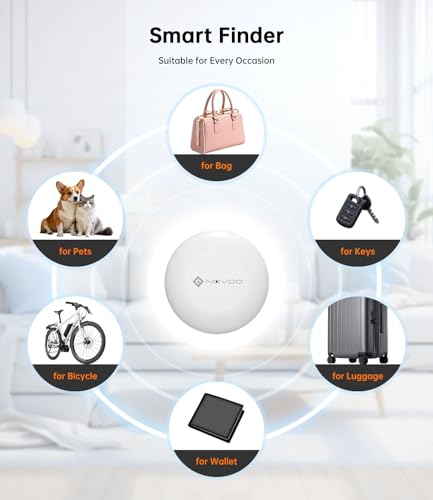 NOVOO Air Tag Tracker, Mini Bluetooth Smart Tracking Tag Compatible with Apple (iOS) & Google (Android) Find My, Loud 80dB Alarm, Replaceable Battery, GPS Tracker for Keys, Passport, Luggage (1-Pack) - Image 7