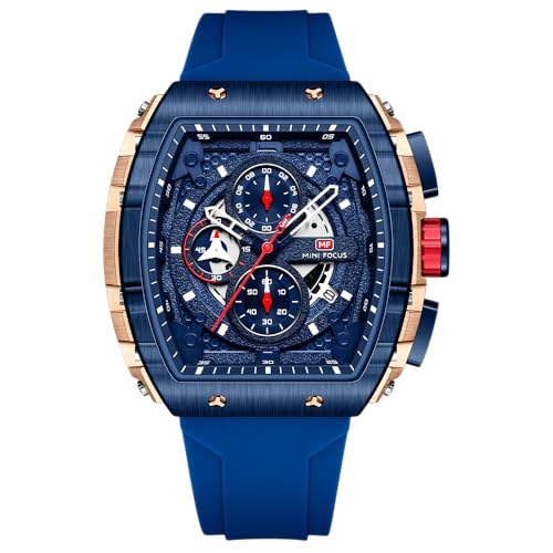 Image of MINI Focus Men's Multifunctional Chronograph Watch for Men with Date, and 24-Hour Sub-Dial, Water Resistant Square Dial Unique Design for Sports, Party, Gifting - (MF0399G)