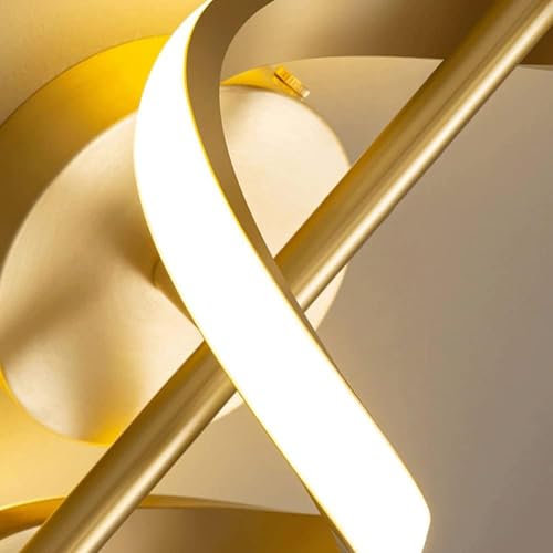 Image of SINOMAN Modern LED Wall Sconce Light Fixture Spiral Design Golden Finish Decorative Acrylic Wall Lamp 3 Step Color Changing, (Warm, Neutral, Cool White) Ideal for Living Room, Bedroom, and Home Decor