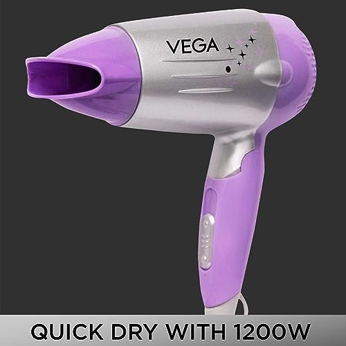 Image of VEGA Galaxy 1100 Watts Foldable Hair Dryer With Heat & Cool Setting And Detachable Nozzle (VHDH-06), Color May Vary