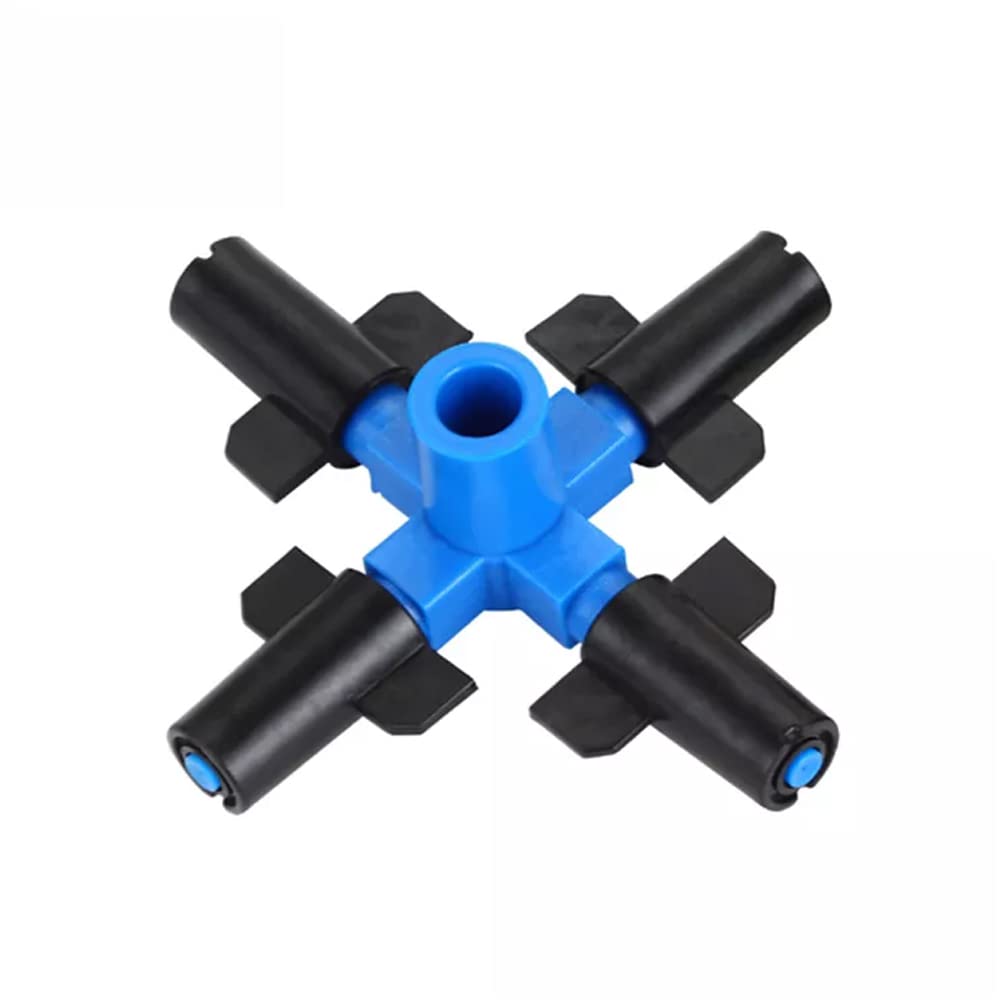 [Pack 50] Nebulizador fogger de 4 Salidas. Sistema de enfriamiento Profesional agrícola por nebulización. Nebulizador de riego con válvula Anti Drenaje. Radio de riego hasta 2mts