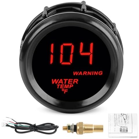 JDMEXEV 2inch 52mm Water Temp Temperature Gauge Meter Kit 104-302℉ Thermometer DC12V for Boat Marine Car Truck Vehicle Automotive Cover
