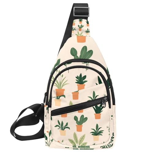 Mochila cruzada con patrón de plantas y correa ajustable unisex multicolor