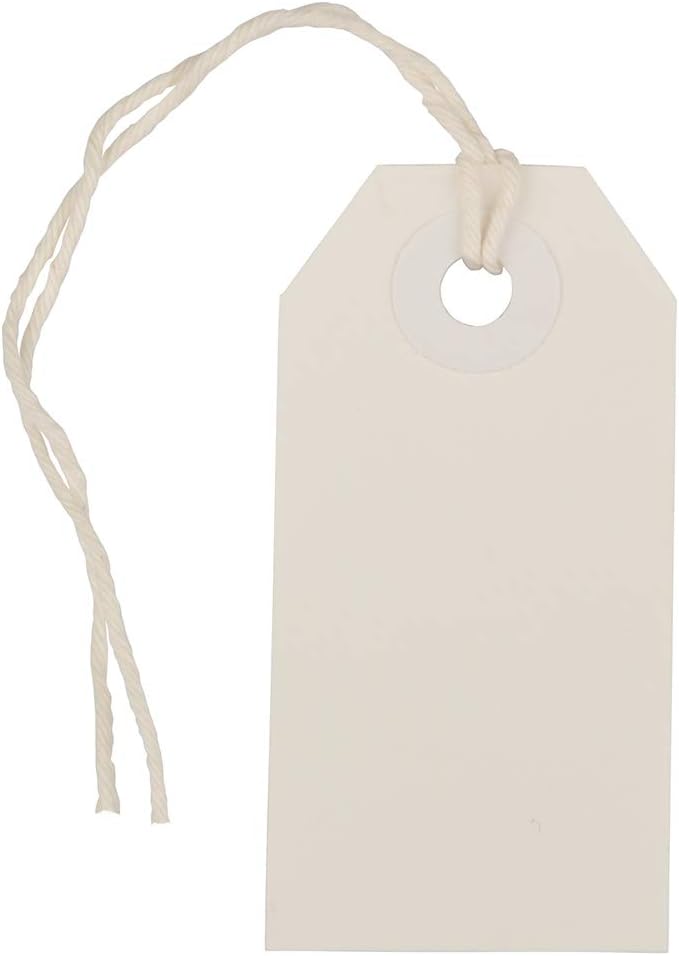 JAM PAPER Gift Tags with String - Medium - 4 3/4 x 2 3/8 - Green - Bulk 100/Pack
