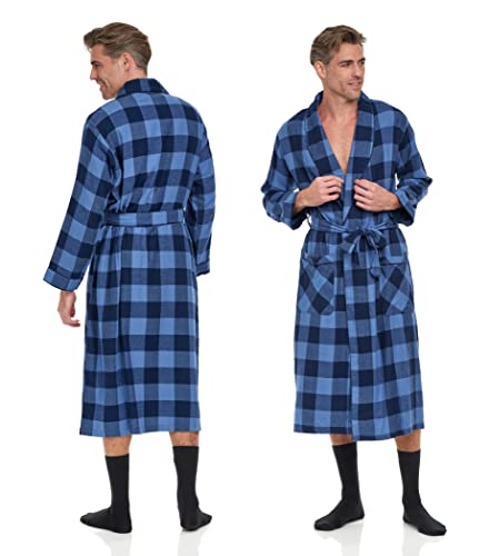 Image of Andrew Scott Mens 2 Pack Long Sleep -Sauna Robe / 100% Cotton Flannel Brush Warm Bathrobe